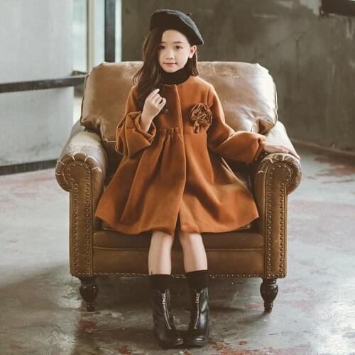 Girls Dress Autumn 2018 New Autumn and Winter Thickening Woolen Skirt In The Big Children Korean Version Woolen Princess Dress