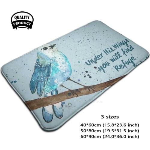 Under His You Will Find Refuge Original Watercolor Art 3 Sizes Home Rug Room Carpet Cover Feather Feathers Refuge Psalm Psalms