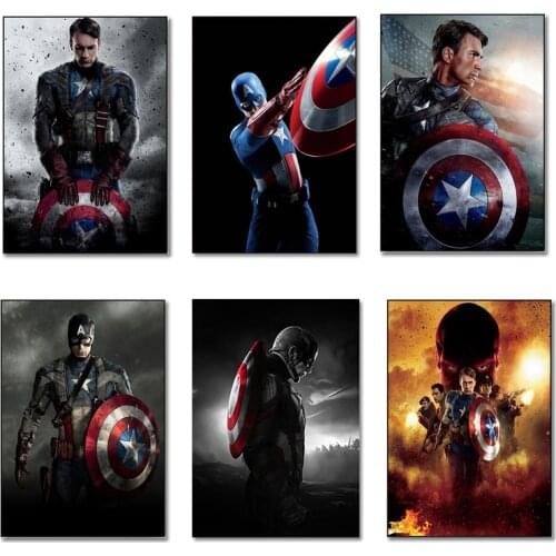 Captain America Movie Poster Marvel Superheroes Wall Art Print Canvas Painting for Living Room Office Bedroom Decor Wall Picture