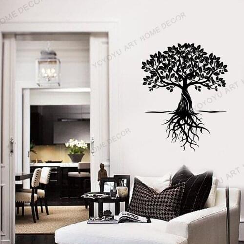 Simple Oriental Tree Wall Decals Living Room Stickers Hallway Wall Vinyl Tree design wall murals Carved Tree Wall papers WX274