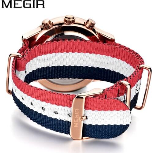Fabric Watch Strap with Rose Gold Pin Buckle 22mm Watch Band Fashion Causal Canvas Bracelet Straps for MEGIR men watch 2011