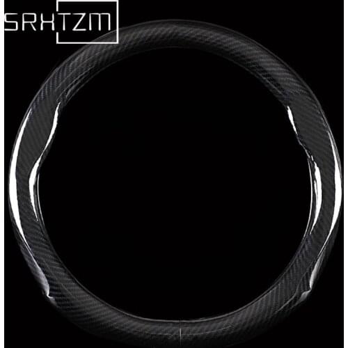 Carbon Fiber Sport Car Steering Wheel Cover Micro Fiber Leather Size M 38cm For BMW X1 X3 X5 X6 E36 E39 E46 E30 E60 E90 E92