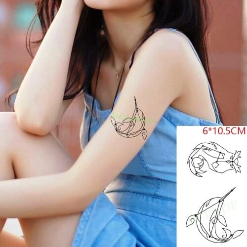 Waterproof Temporary Tattoo Sticker Owl whale geometric lines Game Pattern Tatto Flash Tatoo Fake Tattoos for Men Women