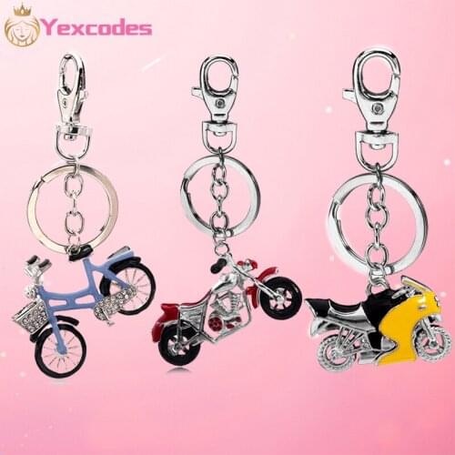 Yexcodes Exquisite Gift Crystal Rhinestones Cute Bicycle Motorcycle key Chain Female Bag Pendant key Chain Jewelry