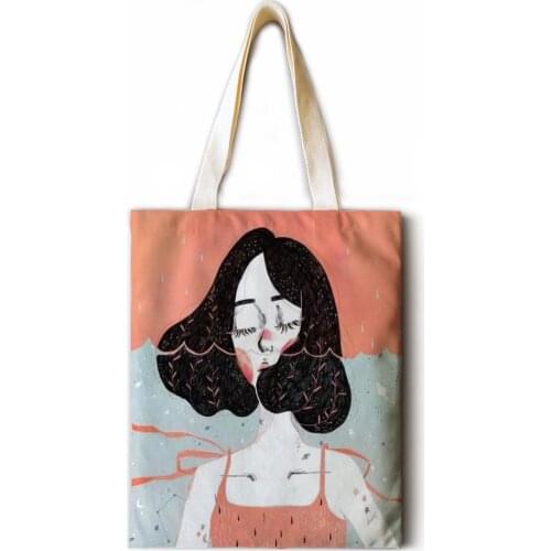 Girl dream ladies shoulder bag cotton and linen shopping bag tote bag high quality foldable handbag