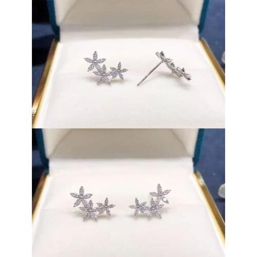 Huitan Fashion Fresh Style Crystal Flowers Women Earrings Dazzling Cubic Zirconia Statement Accessories for Female Fancy Jewelry