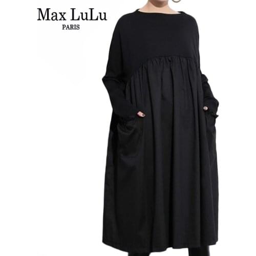 Max LuLu 2019 Fashion Korean Autumn Ladies Gothic Streetwear Womens Elegant Office Dresses Casual Oversized Sexy Black Vestidos