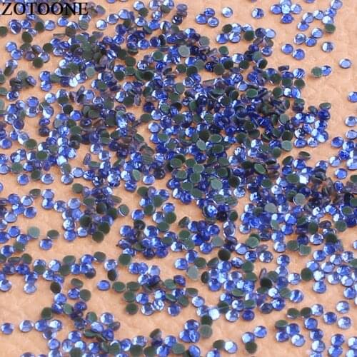 ZOTOONE Flat Back Nail Art Glass Blue Rhinestones Aplicador Hotfix Strass DIY Applique Crystal Stones For Clothes Decoration E