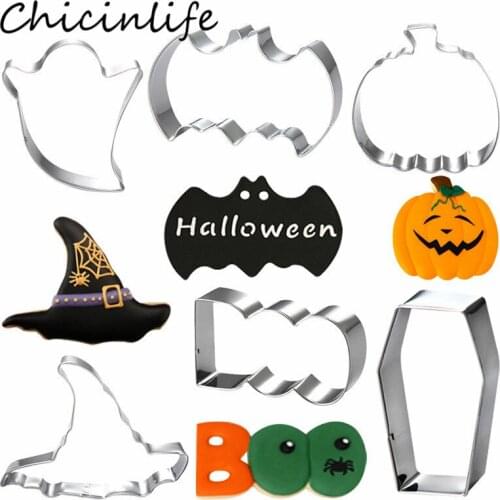 1Pcs Halloween Pumpkin Bat Ghost WitchHat Cookie Stainless Steel Cutters Mold Happy Halloween Party Biscuit Baking Mould Supplie