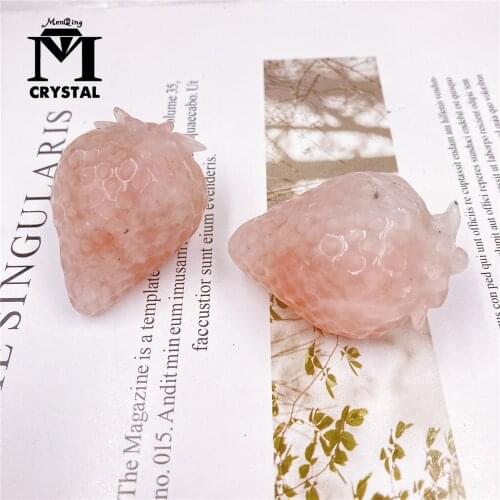 1PC Natural Pink Crystal Rose Quartz Strawberry Fruits Healing Stone Home Decor Gift Crafts Small Decoration