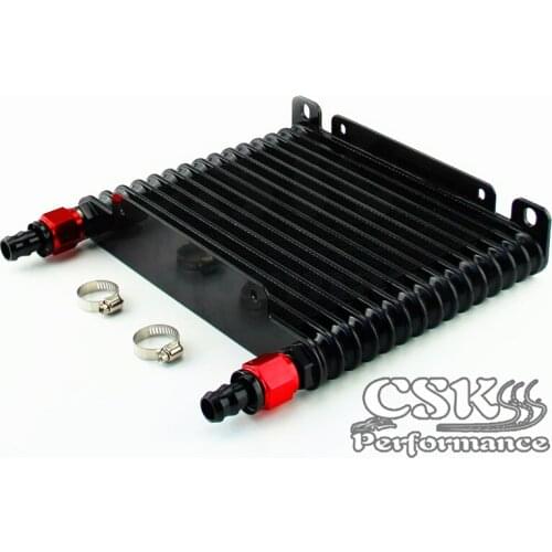 10-AN 32mm Aluminum 15 Row Engine/Transmission Racing Oil Cooler w/ Fittings Black