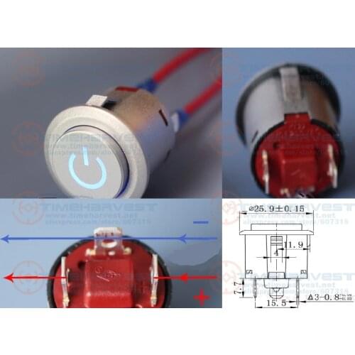 10pcs 22mm Power ON/OFF Button Small Push Buttons Switch for arcade cabinet accessories coin operated arcade game machine parts