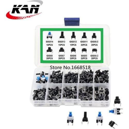 10 Values 180PCS Tactile Push Button Switch Mini Momentary Tact Assortment Kit DIY