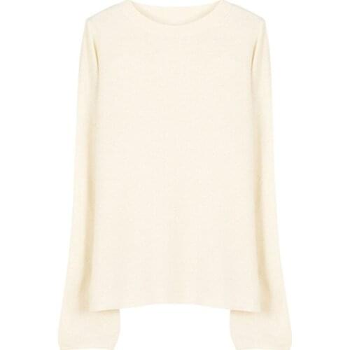 100%hand made wool polyester blend knit women fashion Oneck slim pullover sweater solid color one&over size