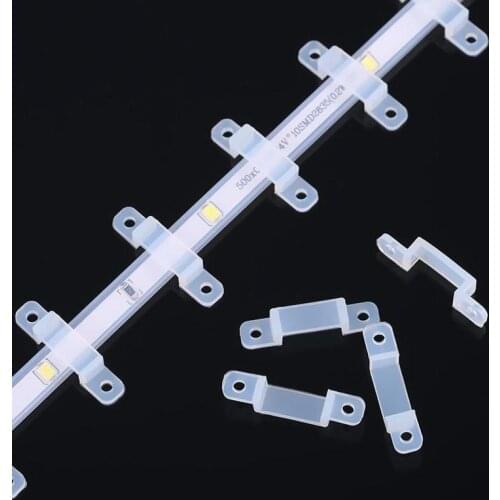 50pcs LED Fixing Silicon Mounting Clips Flexible Waterproof Tube 12mm 14mm 220V LED Tape Fixing Clamps Silicon Mounting Clips