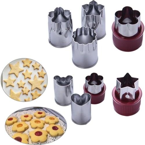 8 pcs/set Plastic handle stainless steel cookie cutter,Love/Pentagram/Plum blossom cake fondant decorating tools Biscuit mold