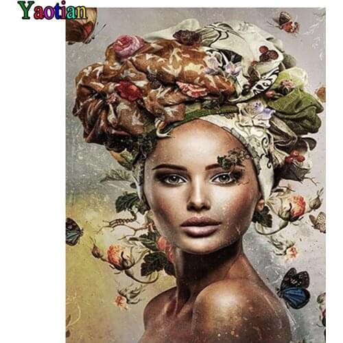 Full Drill Round Diamond Painting Woman Flower Art Diamond Mosaic Diy Diamond Embroidery Girl Cross Stitch Home Decoration New