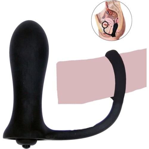 Anal Plug Vibrator with Cock Ring Sex Toys For Men Male Prostate Massager Butt Plug Silicone Adults Delay Ejaculation Penis Ring