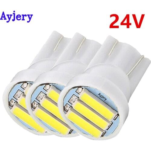 AYJERY Car Styling !! 100X 24V LED T10 3 SMD 7014 LED 3SMD 7020 White W5W Wedge Bulb License Plate Light Lamp Clesrance Lights