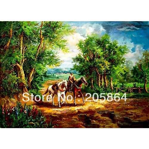 Free shipping Hot sell Middle size Famous Picture,Ride horseback on Forest, Wall Tapestry for Home Decor,Beautiful Art Pictures