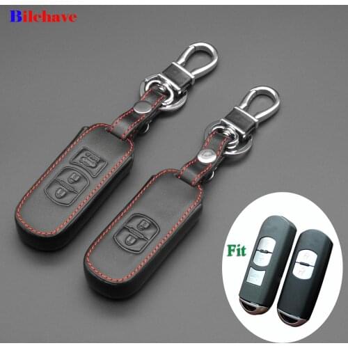 Bilchave 2/3 Buttons Hand-stitched leather Remote Car Case Cover Fob For Mazda 2 3 5 6 8 CX-5 CX-7 CX-9 MX-5 CX5 ATENZA Axela
