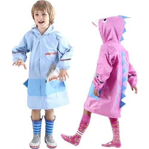 Brand Unisex Coat Kids Boy Girl Raincoat Rain Jacket Lovely Shark Lightweight Rainwear Rain Slicker Capa de chuva de criança