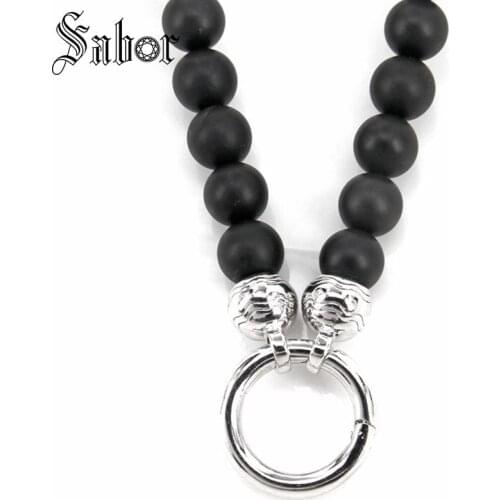 8mm Black Obsidian Matted Beads with Circle Clasp Beads Men Necklaces Rebel Jewelry Gift for Men N98 thomas