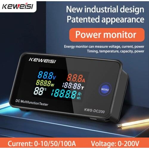 DC 0-200V 0-100A Power Meter Digital Panel Wattmeter Energy Power Meter Voltage Voltmeter Current Ammeter Frequency Indicator