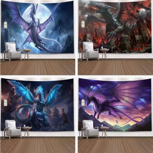 Purple Dragon Tapestry Wall Hanging Fantasy Theme Wall Artist Home Decoration Background Wall Cloth