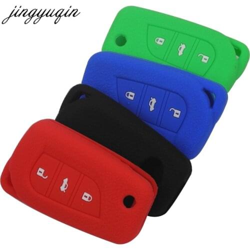 Jingyuqin 10pcs Silicone Case For Toyota Camry Highlander Corolla Prado REIZ Crown RAV4 Flip Folding Car Key Cover