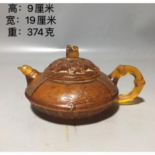 China Beeswax Chicken hen cock Sailboat bamboo weaving teapot crafts statue kettle tea water pot home desktop decoration