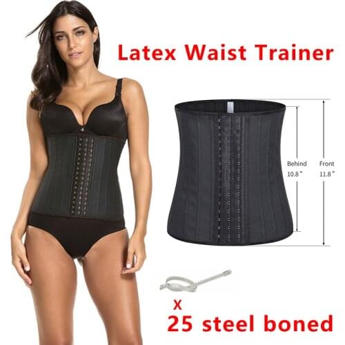 25 Steel Boned Latex Waist Trainer Body Shaper Control Corset Underbust Waist Cincher Slimming Belt Girdle Shapewear Women 6XL