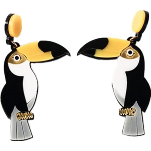 Cool Club Unique Pendants Colorful Birds Long Earrings Acrylic Animal Flamingo Drop Dangle Parrot Earrings for Women Jewelry