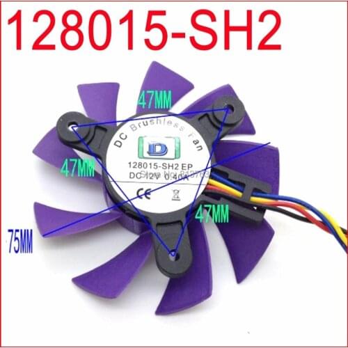 128015-SH2 12V 0.40A 75mm 47x47x47mm SPARKLE GTX460 CULB 3D HD7750 Graphics Card Cooling Fan 4Pin 4Wire
