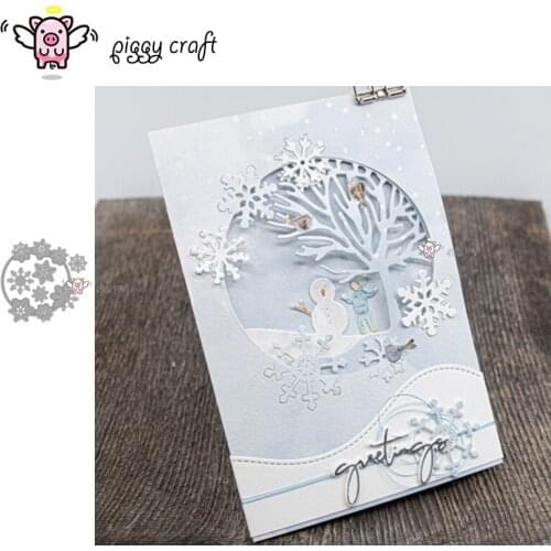 Piggy Craft metal cutting dies cut die mold Snowflakes circle frame Scrapbook paper craft knife mould blade punch stencils dies
