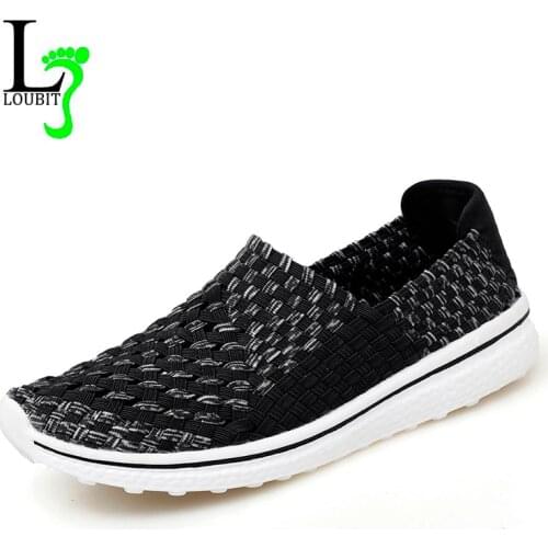 Mens Shoes Summer Walking Sneakers Handmade Woven Casual Loafers Breathable Flat Zapatos De Hombre Comfortable Light Tenis