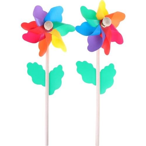 New Fashion Windmill Colorful Wood Wind Spinner Ornament Garden Yard Party Decoration Kids Toys Christmas Gift