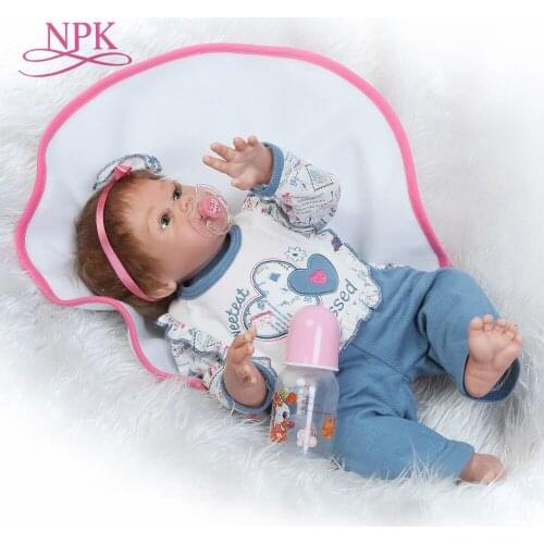 NPK most popular new design 22inch 50cm full vinyl girl doll rooted mohair real soft touch gift for children Birthday
