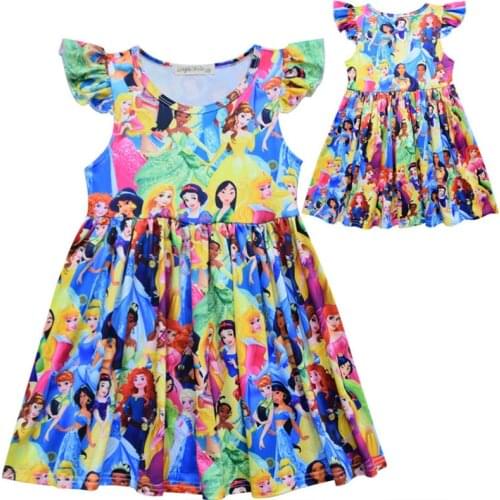 Girls Clothes 2021 Summer Fashion Dress Girl Cartoon Girls Dress Mulan Rapunzel Aurora Belle Princess Dresses Halloween Clothes