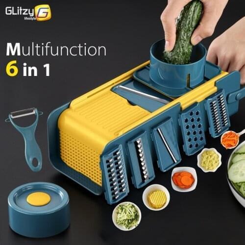 Vegetable Slicer 6 In 1 Multifunctional Fruit Potato Peeler Carrot Grater With Basket Zester Cutter Kitchen Accessories Tool Set