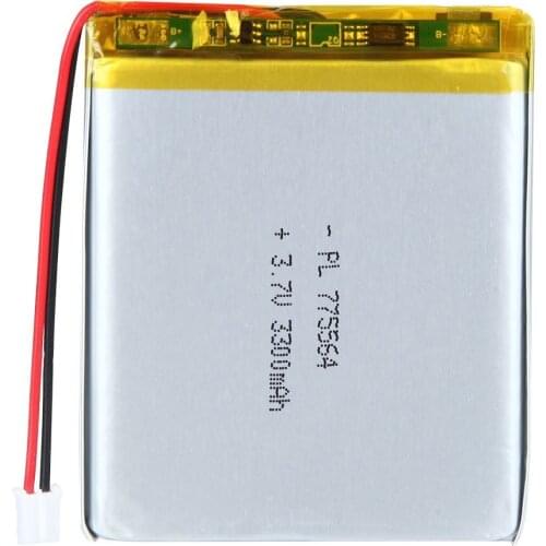 YDL 3.7V 3300mAh 775564 Rechargeable Lipo Battery with JST Connector