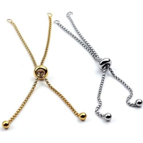 Stainless Steel Adjustable Slider Necklace Chain DIY For Jewelry Making Loops Connector Pendants Bracelets Material Findings