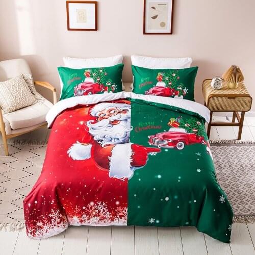 Christmas Decoration Santa Snowman Bed Cover Set Duvet Cover With Pillowcases Bedclothes Comforter Bedding Set Home Decor