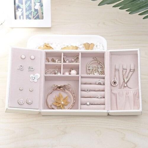 Jewelry Box Multi-grid Jewelry Casket Double Open Portable Jewelry Organizer Exquisite Makeup Storage Gift For Valentines Day