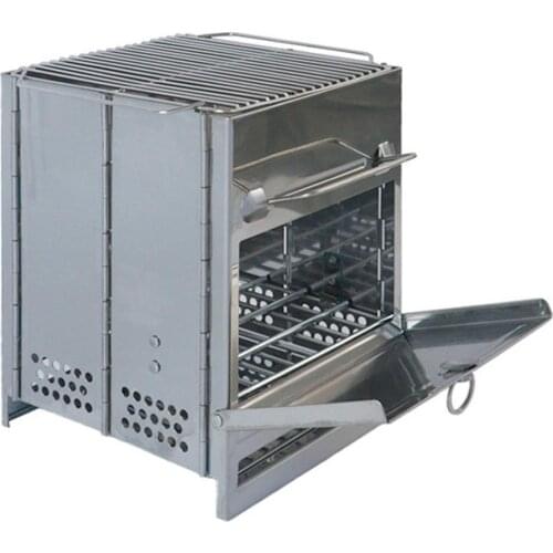 Stainless Steel Firewood Stove Folding Charcoal Stove Convenient Integrated Folding Charcoal Stove Wood Burning Camp Stove