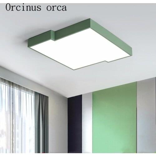 Nordic modern simple rectangular ceiling lamp living room bedroom childrens room color creation LED ceiling lamp free shipping