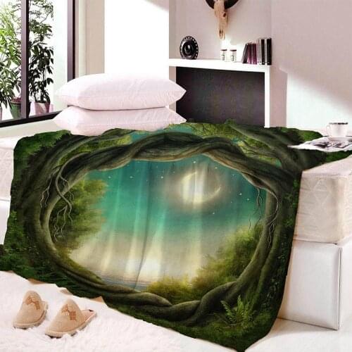 Tree Hole Moon Thin Blanket Microfiber Velvet Plush Throw Blanket On Bed Sofa Travel Beach Towel Bedsheet Bedspread Dropship