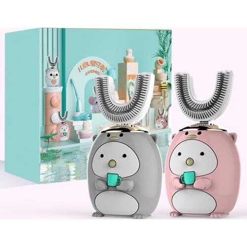 VIP Smart Childrens Electric Toothbrush U-shaped Silicone Fully Automatic 360 Degree Ultrasonic Toothbrush Cartoon Pattern