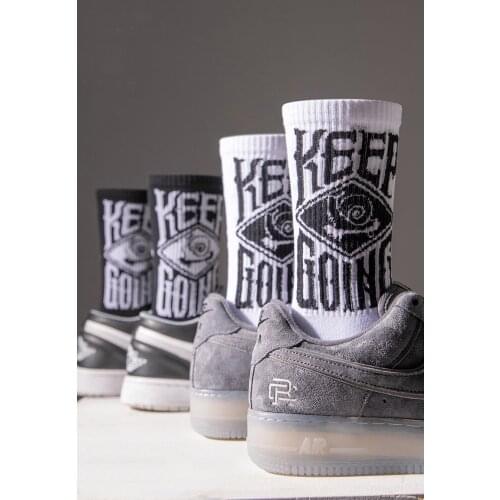 Adult Funny Middle Calf Crew Socks Street Fashion Cotton Keep Going Black White Fashion Daily Youth Teen Human Streetwear Snail