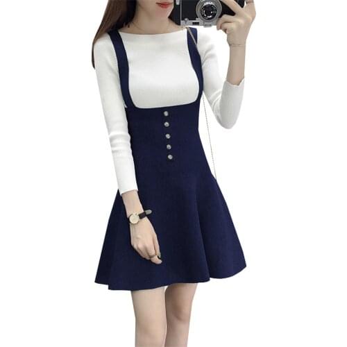 New Women Sweater Spaghetti Strap Dress Spring Autumn Slim High Waist Knitted Dresses Sexy Students Backless Tank Vestidos AB598